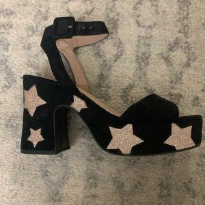 BETSEY JOHNSON Gold Star Platform Sandal